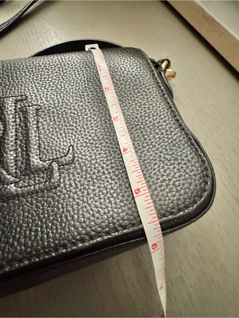 Lauren Ralph Lauren Black Pebbled Leather Crossbody Tassel Bag